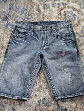 GS115 Distressed Denim Shorts Size 32